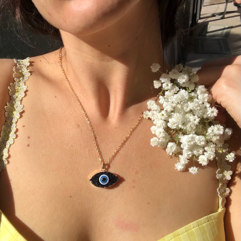 Black Rock Sterling Silver Evil Eye Necklace